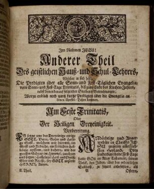 Anderer Theil Des geistlichen Hauß- und Schul-Lehrers [...]