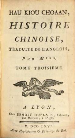 Hau Kiou Choaan, Histoire Chinoise, 3