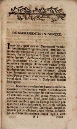 Theses theol. de Deo, salutem nostram specialiter per institutionem sacramentorum procurante