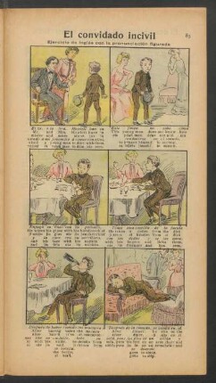 El convidado incivil - [Cómic] : Ejercicio de inglés, con la pronunciación figurada