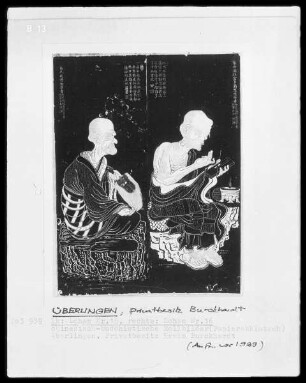 Chinesisch-buddhistische Rollenbilder, links: Lohan Nr. 15, rechts: Lohan Nr. 16
