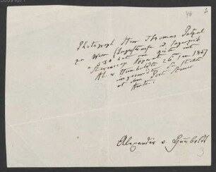 Alexander von Humboldt (1769 - 1859) Autographen: Briefe von Alexander von Humboldt an verschiedene Adressaten - BSB Autogr.Cim. Humboldt, Alexander von, 33. Alexander von Humboldt (1769 - 1859) Autographen: Brief von Alexander von Humboldt an N. N. - BSB Autogr.Cim. Humboldt, Alexander von.33
