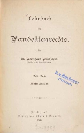 Lehrbuch des Pandektenrechts, 3