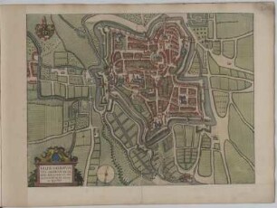 Vogelschauplan von Hildesheim, kolorierter Kupferstich , 1637