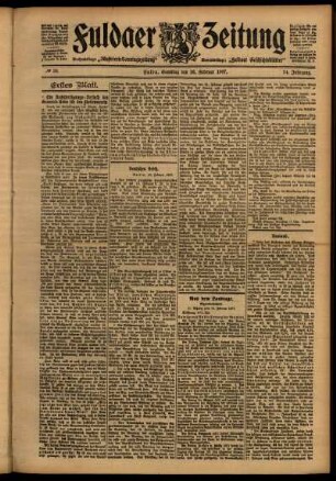 Erste Ausgabe vom Samstag, den 16. Februar 1907.