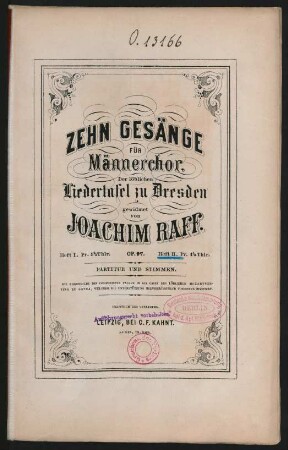 H. 2: Zehn Gesänge für Männerchor
