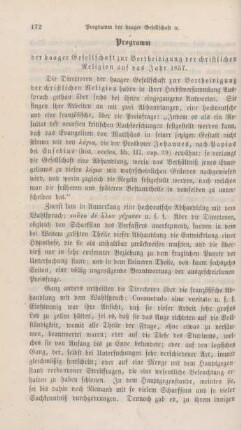 172-177 Programm der haager Gesellschaft zur Verteidigung der christlichen Religion