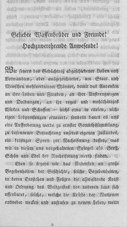 Geliebte Waffenbrüder und Freunde! Hochzuverehrende Anwesende!