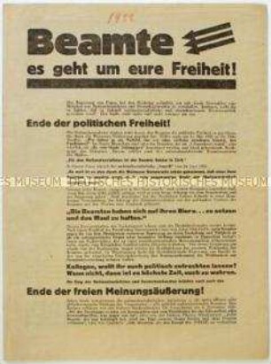 Aufruf der SPD an Beamte zur Reichstagswahl am 31. Juli 1932