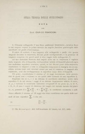 Sulla teoria delle sviluppoidi.