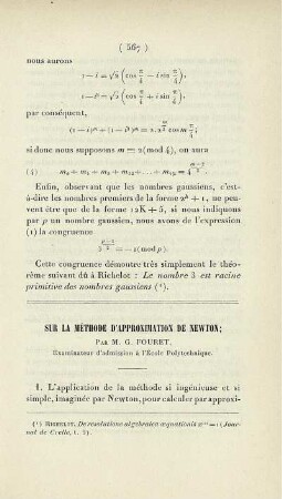 Sur la méthode d'approximation de Newton.