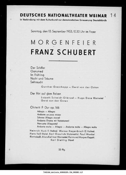 Morgenfeier Franz Schubert