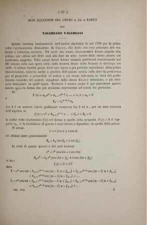 Ogni equazione del grado ... .
