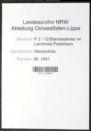 Sterberegister Standesamt Westenholz