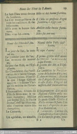 Noms des Fêtes de l'Année
