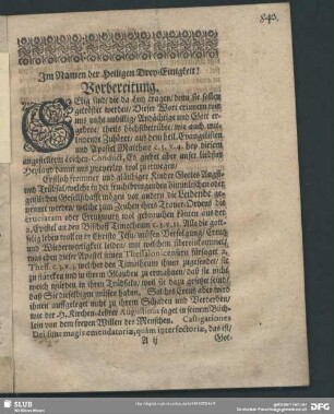 Leichenpredigt : Vorbereitung. Special Eingang. Tractatio