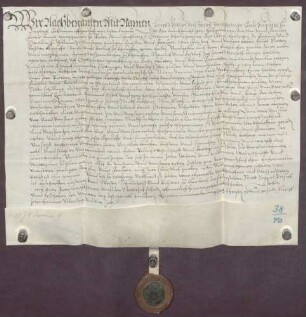 Jakob Wersel und Jakob Forchheimer, Bürger zu Durlach, verkaufen an Markgräfin Anna von Baden-Durlach 42 Morgen Acker in Grötzinger Gemarkung um 52 Gulden 7 Schilling