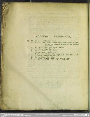 Addenda. Emendanda