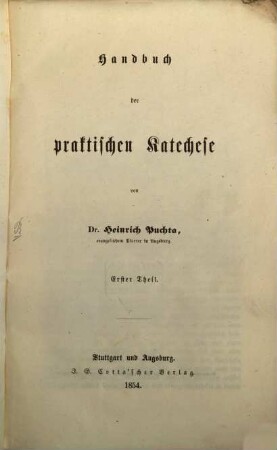 Handbuch der praktischen Katechese, 1