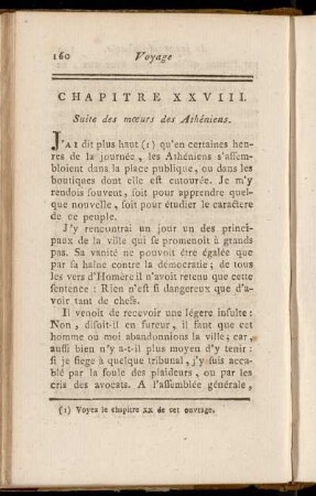 Chapitre XXVIII. Suite des mœurs des Athéniens.