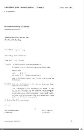 Staatshaushaltsplan 1985-1986