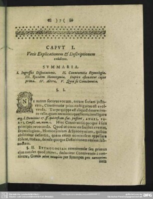 Caput I. Vocis Explicationem & Descriptionem exhibens
