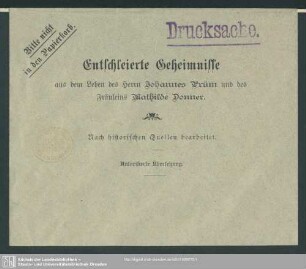 Geschichten aus dem Liebesleben : Lied; gewidmet zur Hochzeitsfeier des Herrn Johannes Prüm und des Fräulein Mathilde Donner, am 8. April 1899