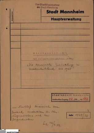 Stuttgarter Rede bei der Sparkassen-Akademie über "Die kommunale Entwicklung in Westdeutschland seit 1945"