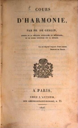 Cours d'harmonie
