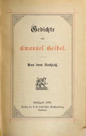 Gedichte : aus dem Nachlaß