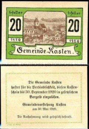 Kasten, Niederösterreich 20 Heller