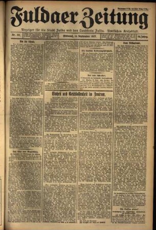 Ausgabe vom Mittwoch, den 14. September 1927.