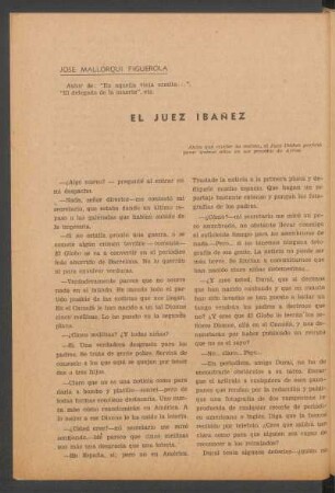 El juez Ibáñez : Antes que revelar su secreto, el juez Ibáñez prefirió pasar quince años en su presidio de Africa.