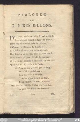 Prologue Au R. P. Des Billons.