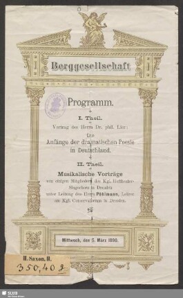 Berggesellschaft - Programm : Mittwoch, den 5. März 1890