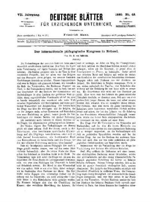 Der internationale pädagogische Kongress in Brüssel : (Schluss)