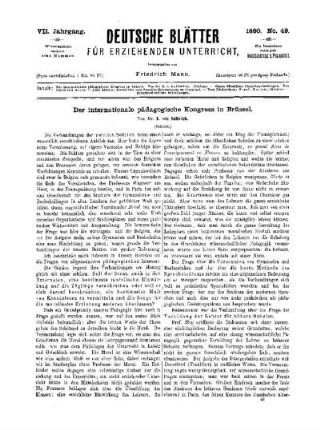 Der internationale pädagogische Kongress in Brüssel : (Schluss)
