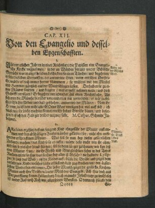 Cap. XII. Von den Evangelio und desselben Eygenschafften.