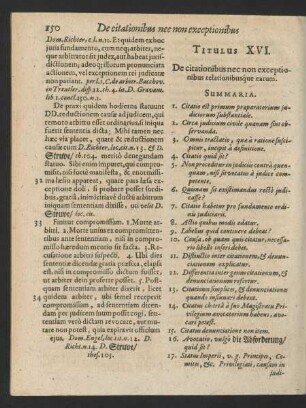 Titulus XVI. De citationibus nec non exceptionibus relationibusque earum.