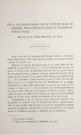 Sulla rappresentazione delle funzioni reali di variabili reali mediante serie di polinomi razionali interi.