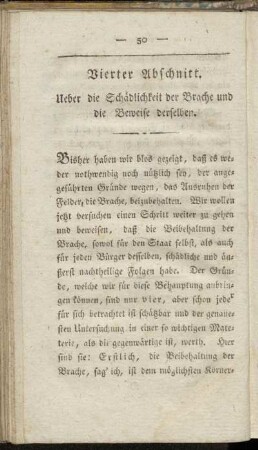 Vierter Abschnitt. Ueber die Schädlichkeit der Brache und die Beweise derselben.