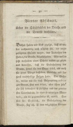 Vierter Abschnitt. Ueber die Schädlichkeit der Brache und die Beweise derselben.