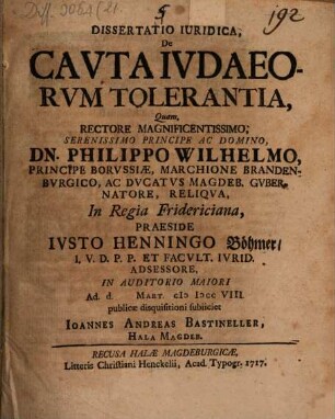 Diss. iur. de cauta Iudaeorum tolerantia