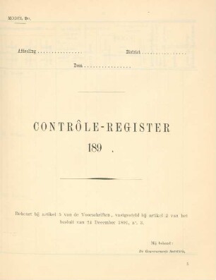 Model D II. Contrôle-register 189...