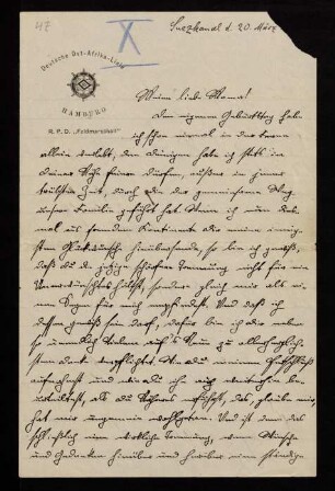 Brief an Mama, 20.03.1909, Suezkanal