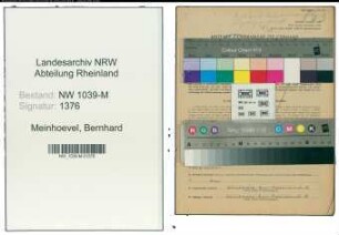 Entnazifizierung Bernhard Meinhoevel , geb. 21.05.1887 (Polizist)