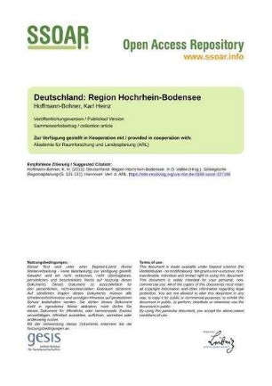 Deutschland: Region Hochrhein-Bodensee