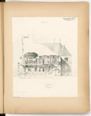 Rathaus, Nauen Monatskonkurrenz August 1885: Längsschnitt