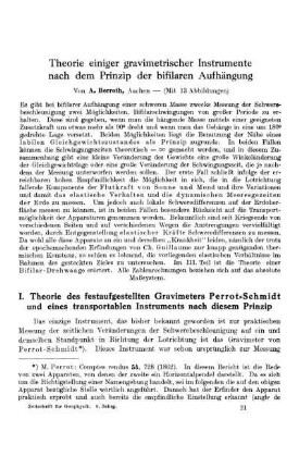 Theorie einiger gravimetrischer Instrumente nach dem Prinzip der bifilaren Aufhängung