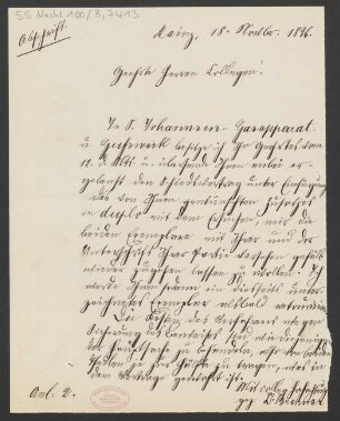Brief an Jakob Josef Zuckmayer und Jakob Josef Zuckmayer : 18.11.1896